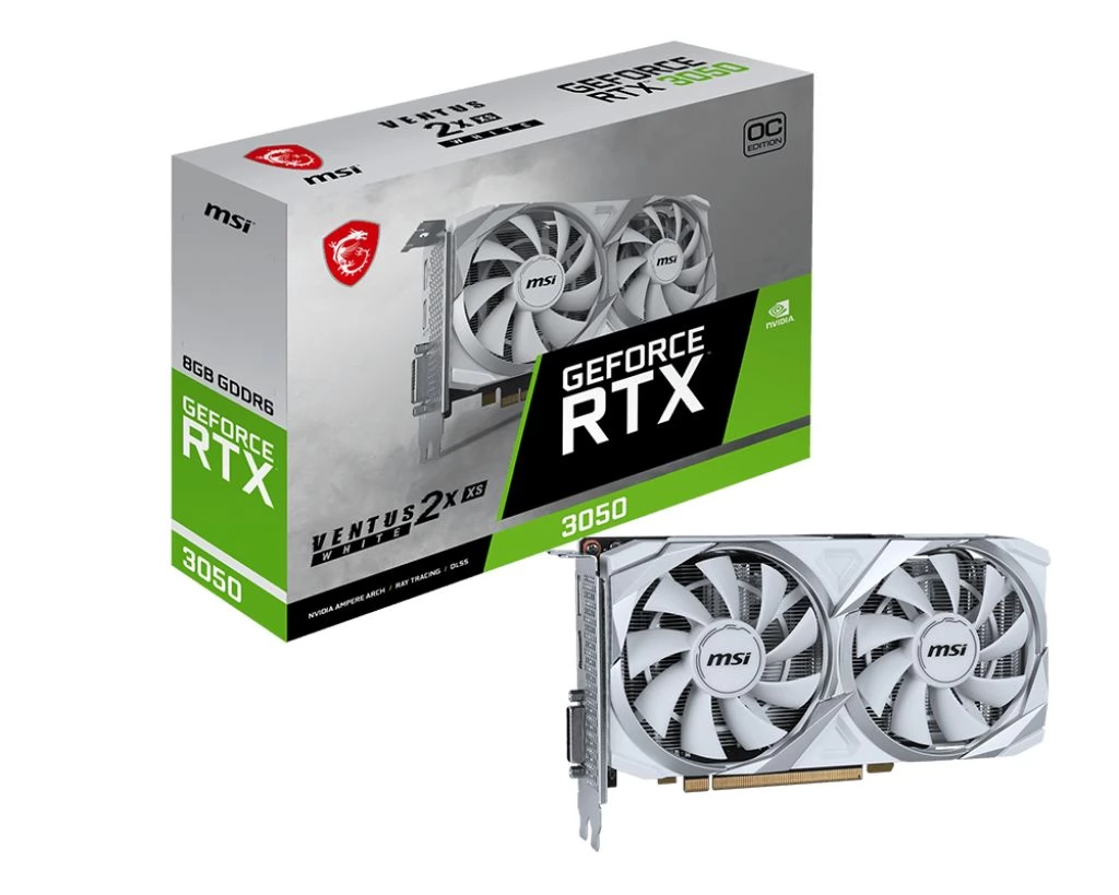 MSI GeForce RTX 3050 8GB GDDR6 Ventus 2X XS White OC PCIE