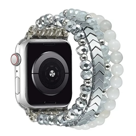 MYBANDZ Apple Watch gyöngyös fém óraszíj 42/44/45/49 mm ezüst