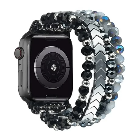 MYBANDZ Apple Watch gyöngyös fém óraszíj 42/44/45/49 mm fekete