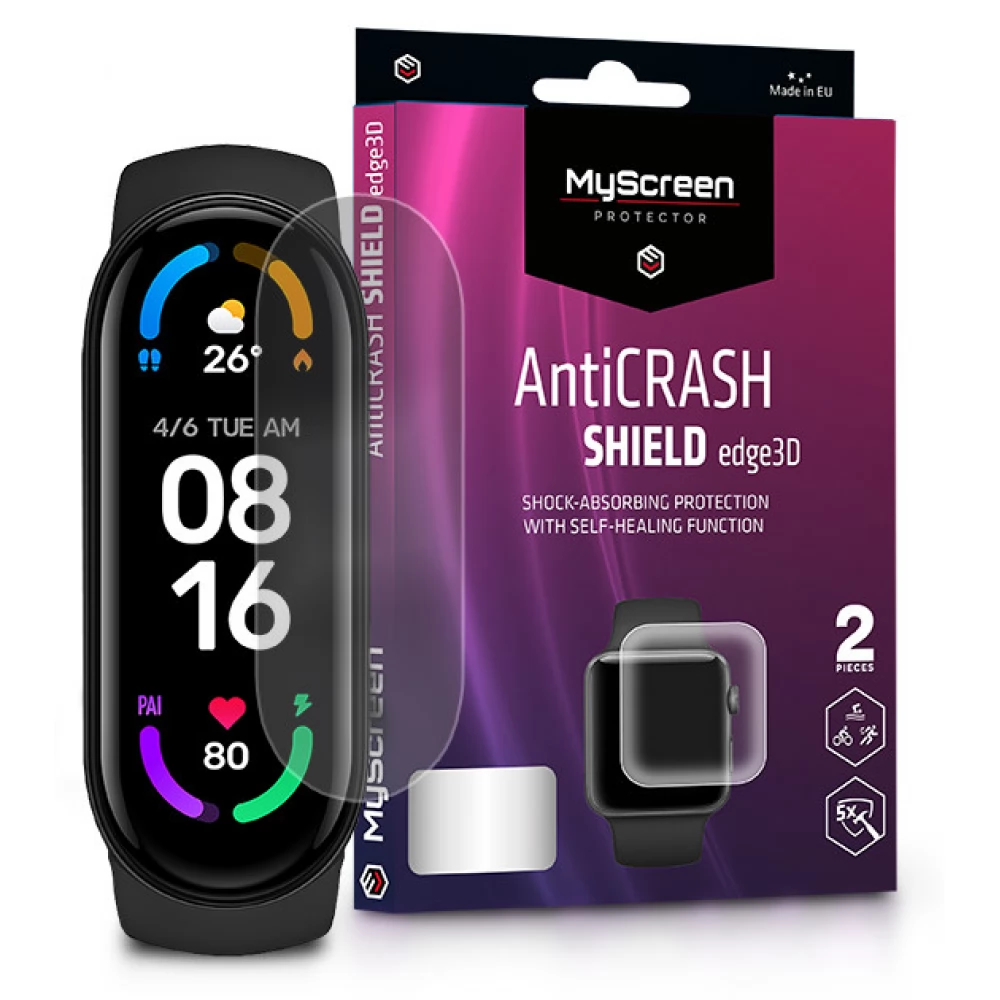 MYSCREEN AntiCrash Shield Edge 3D kijelzővédő Xiaomi Mi Band 5/Mi Band 6 2db