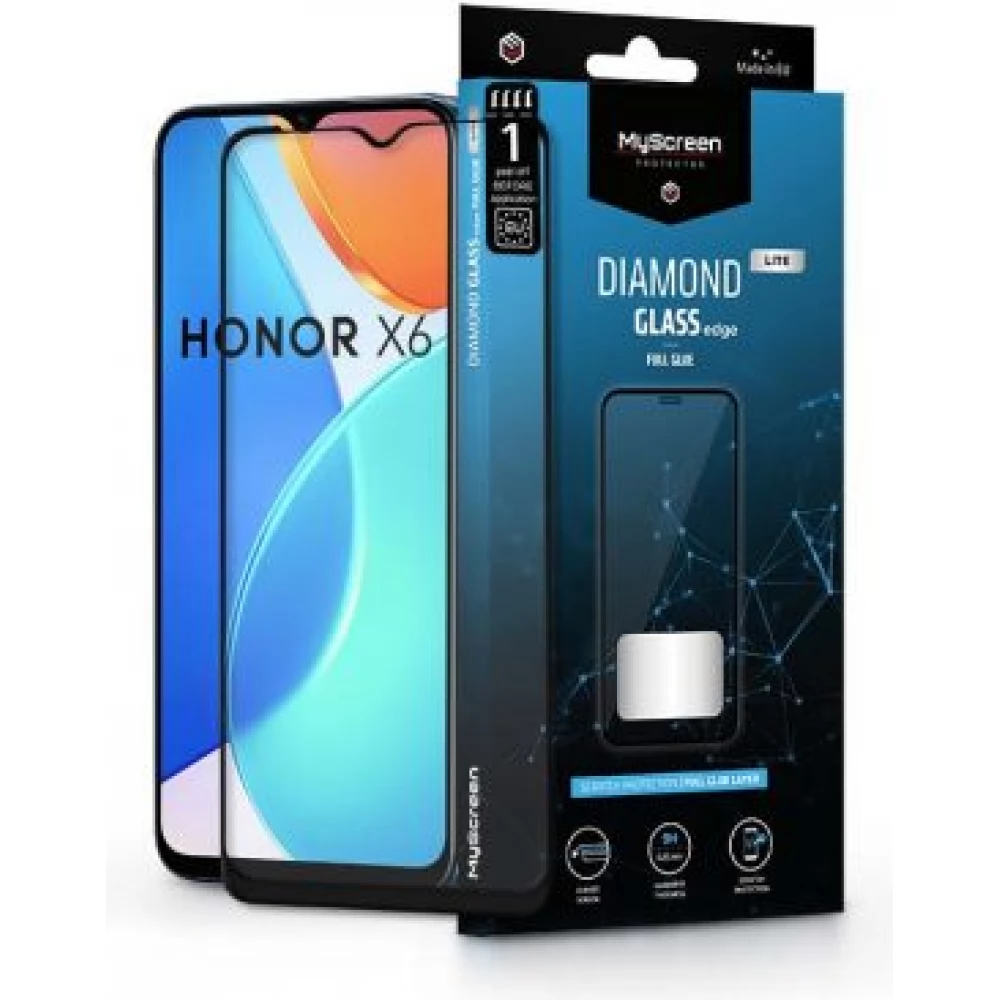 MYSCREEN Diamond Glass Lite Edge 2.5D képernyővédő Honor X6 fekete