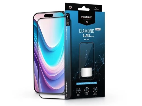 MYSCREEN Diamond Glass Lite Edge 2.5D képernyővédő iPhone 16 Plus fekete