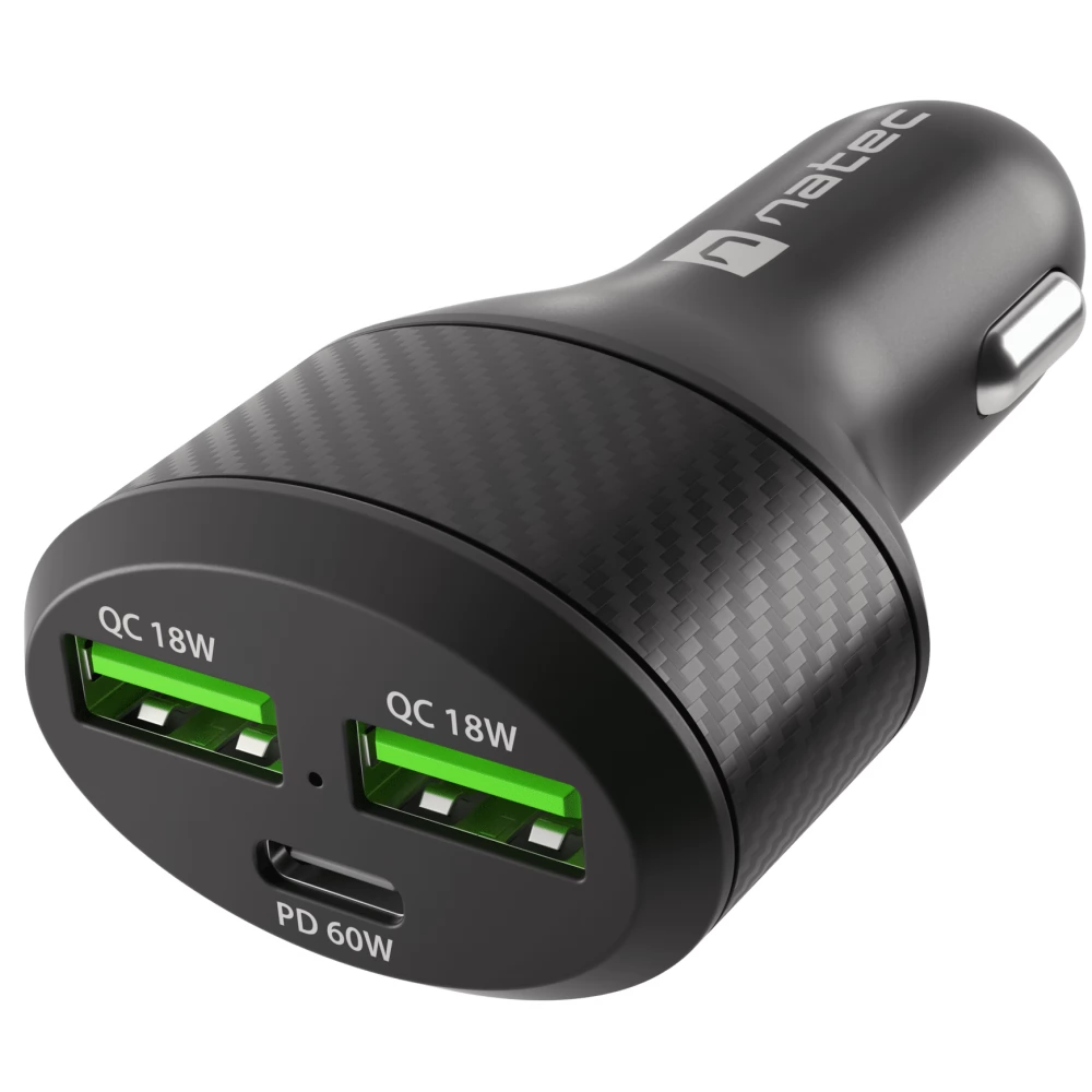 NATEC Coney Autós töltő 2xUSB 60W fekete