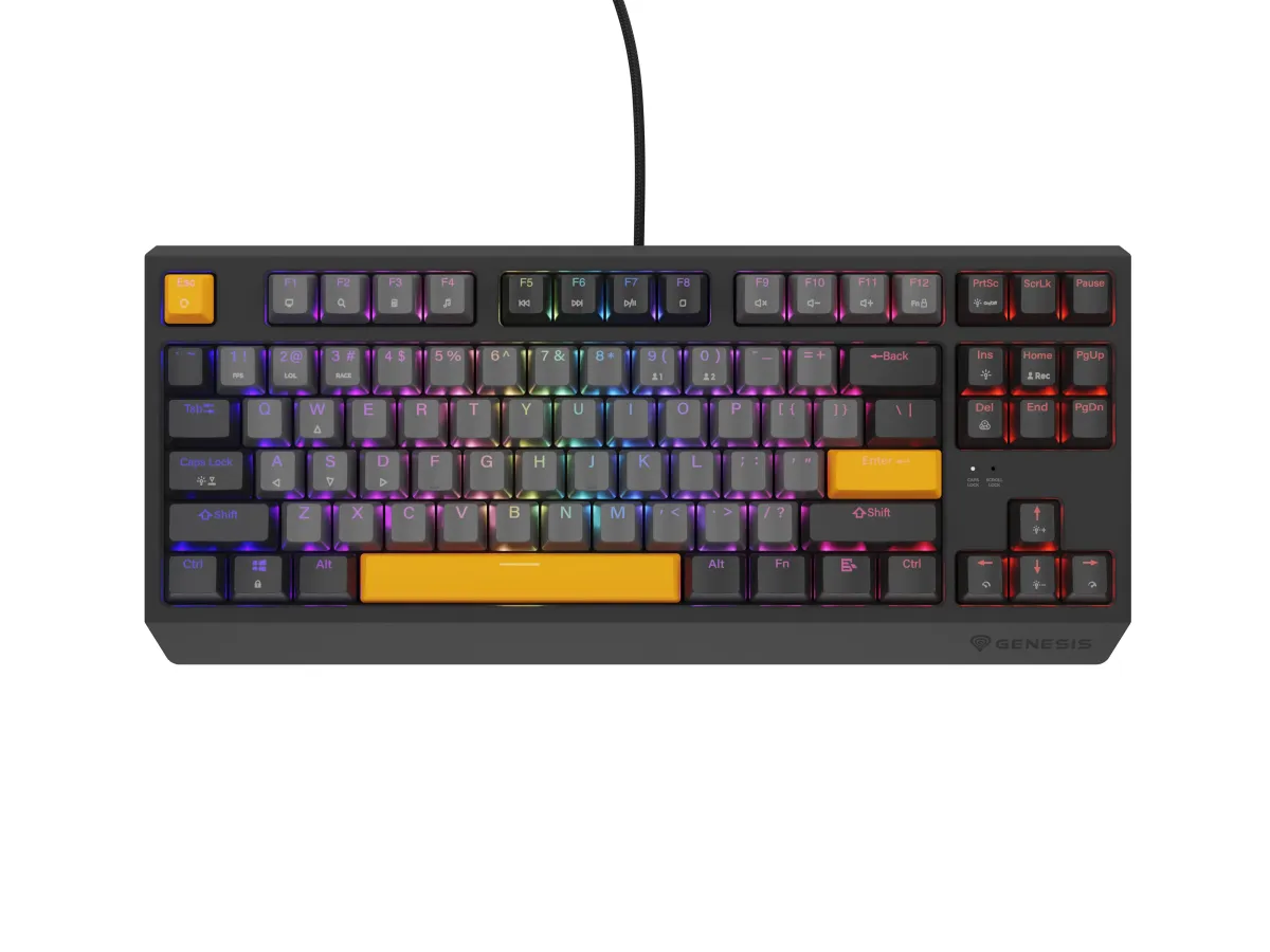 NATEC Genesis Thor 230 TKL Outemu Red RGB US Angol Negatív horgonyszürke