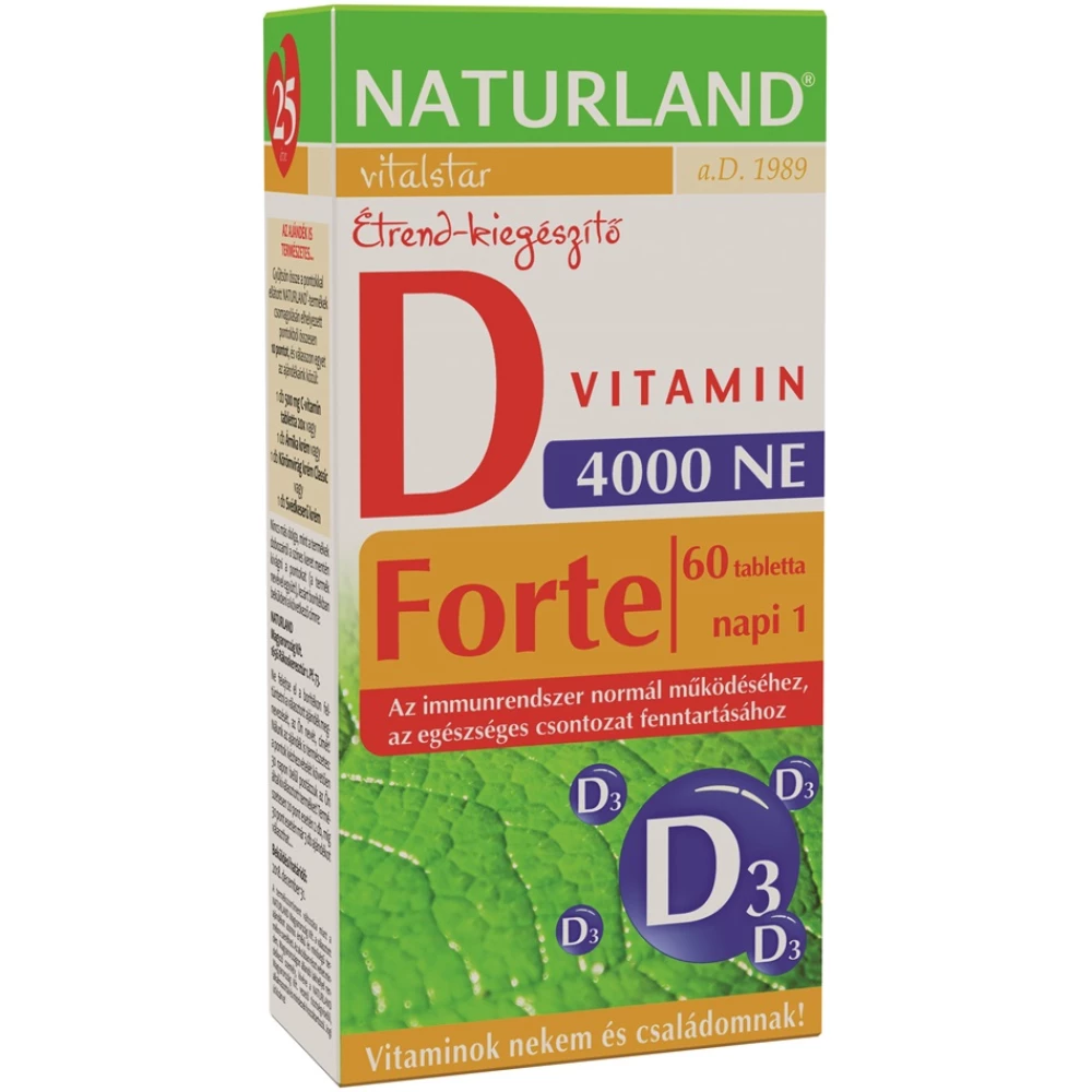 Naturland d-vitamin forte tabletta 60 db