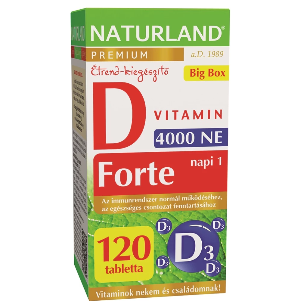 Naturland prémium d-vitamin forte tabletta 120 db