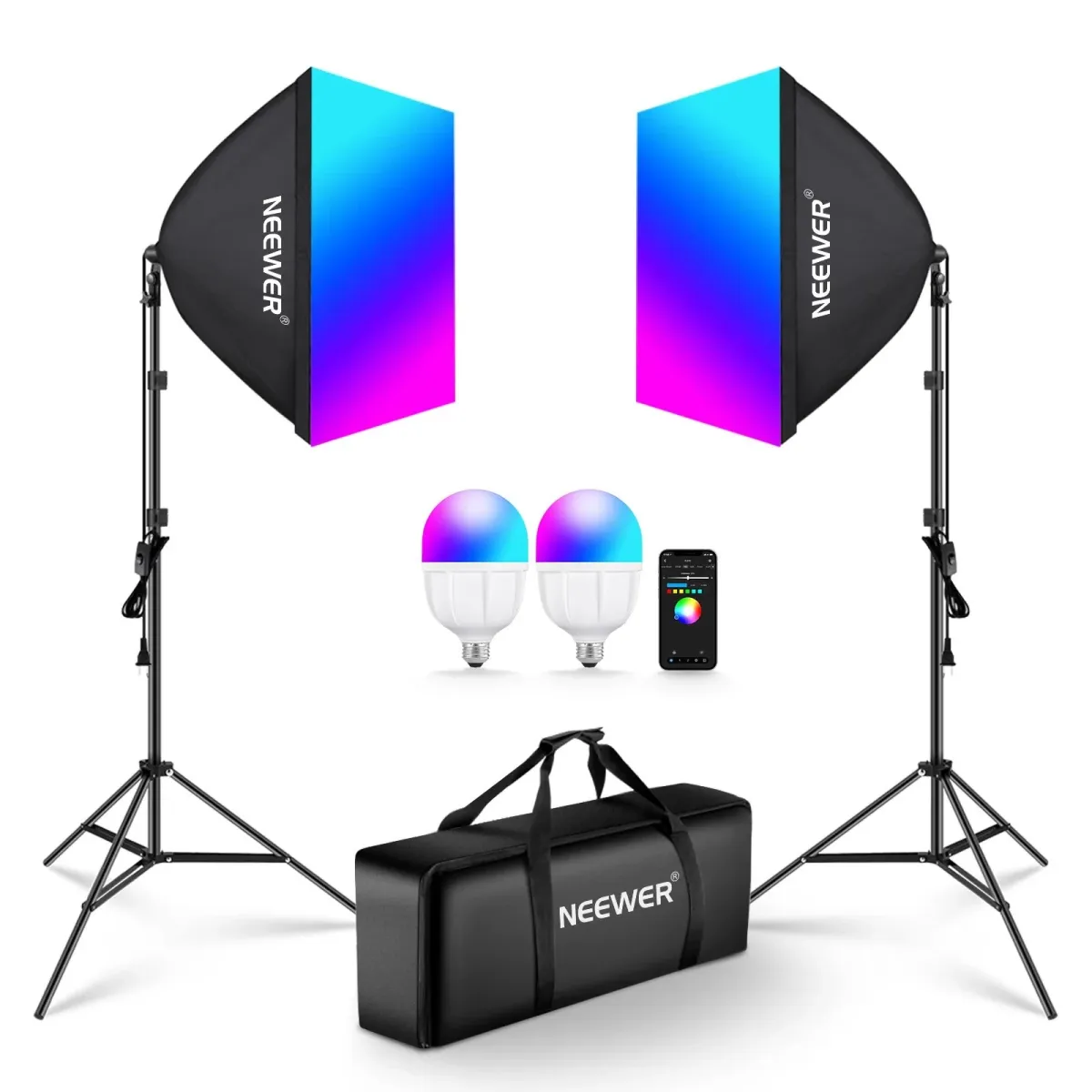 NEEWER NK800 2 db-os softbox kit RGB 26W 2700-6500K + állvány