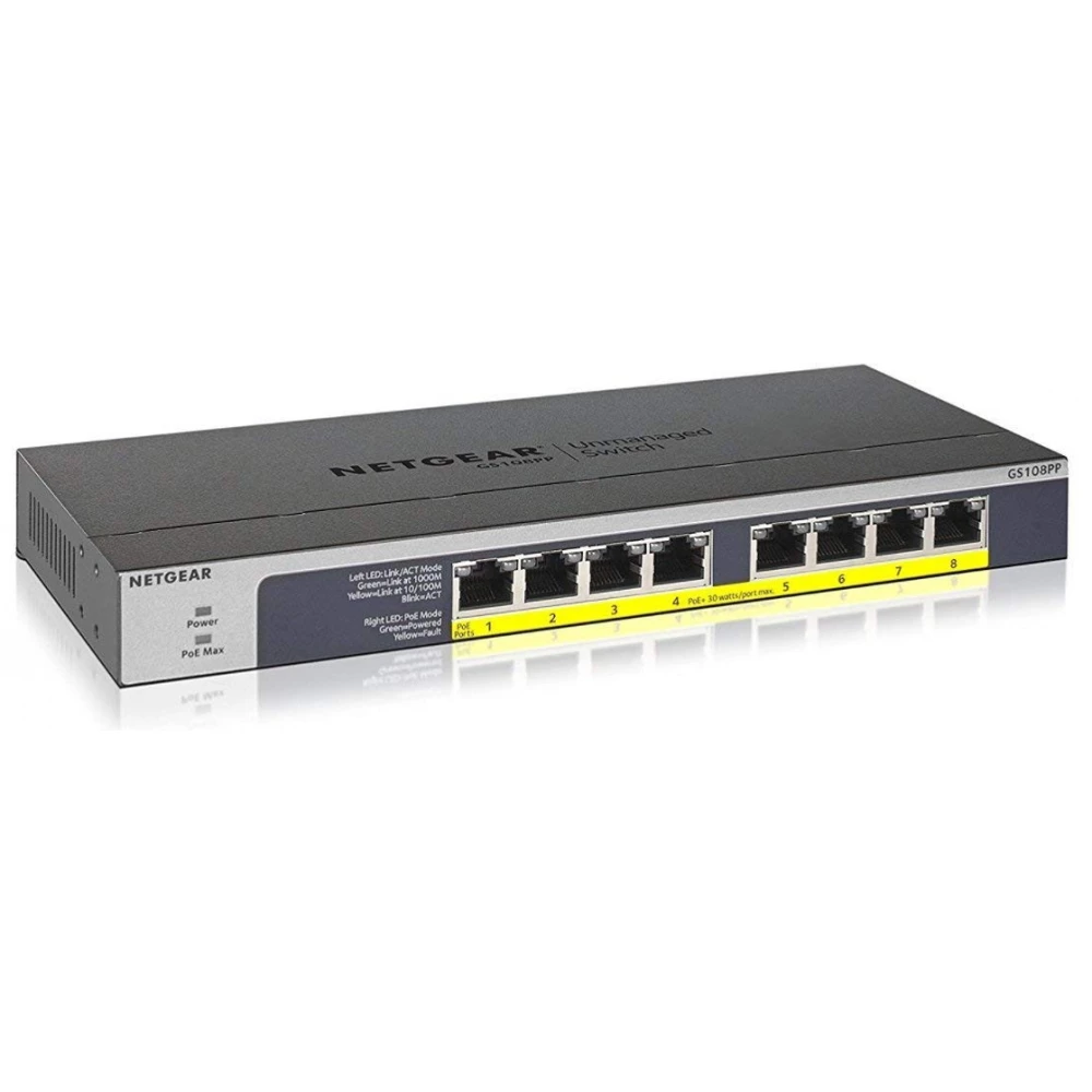 NETGEAR GS108PP Unmanaged PoE+ Switch 8 port