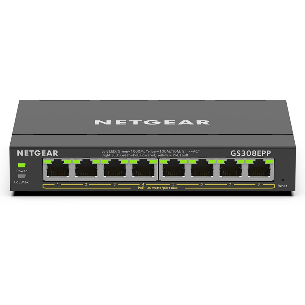 NETGEAR GS308EPP 8-Port Gigabit Ethernet PoE+ Plus Switch (123W)