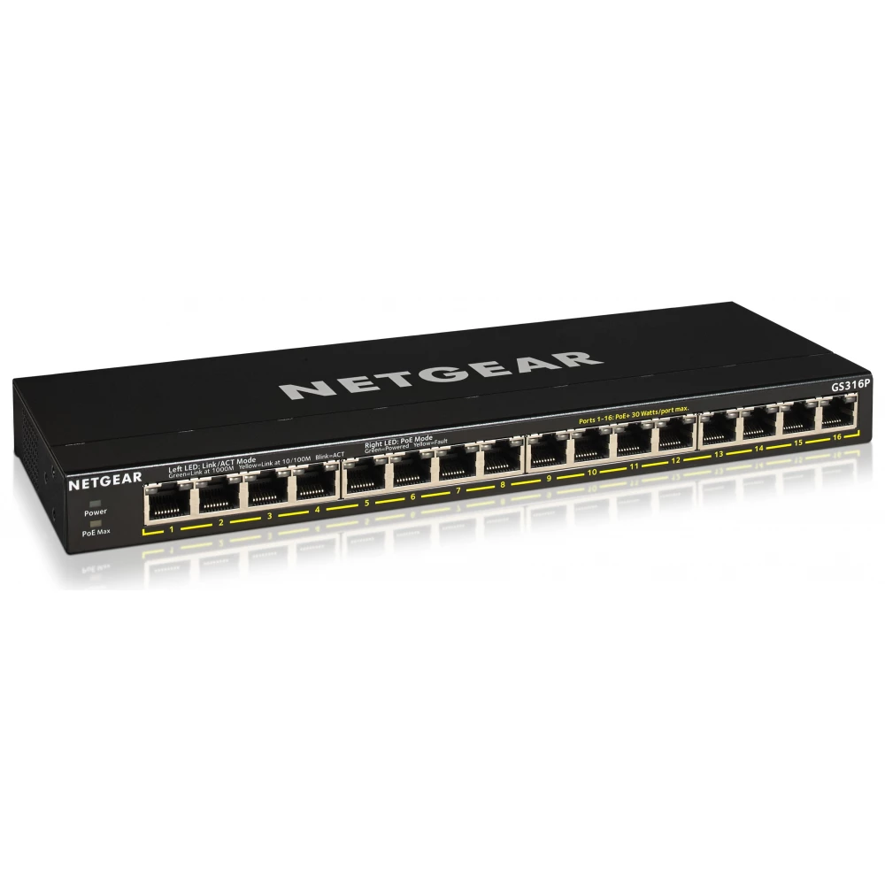 NETGEAR GS316P 16-Port Gigabit Ethernet Unmanaged PoE+ Switch with FlexPoE