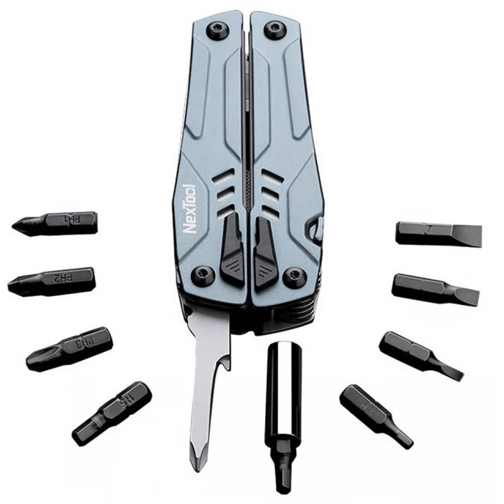 NEXTOOL NE20045 Multiszerszám 15 in 1 + bitfej készlet kék