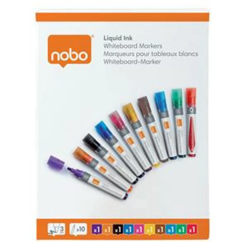 NOBO Táblamarker folyékonytintás kúpos 1-3 mm vegyes színek (10 db)