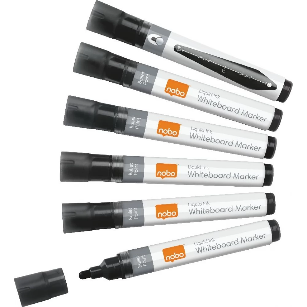 NOBO Táblamarker kúpos hegyű 1-3 mm folyékonytintás fekete 6 db