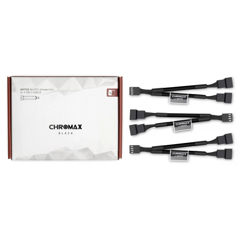 NOCTUA NA-SYC1 chromax black 4 tűs kábel Y elosztó 3 darabos szett fekete