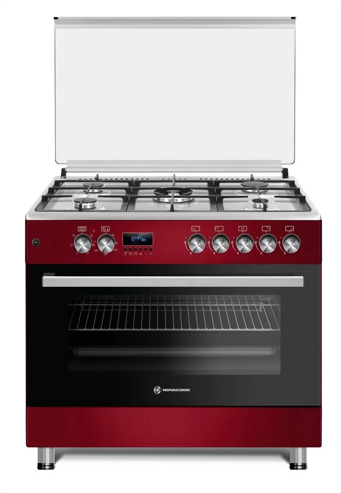 NOVACOOK F9S50E6-RD Exclusive Line 90 retro kombinált tűzhely A Piros