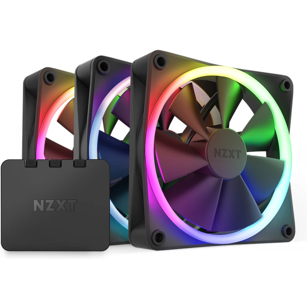 NZXT F120 RGB 3 darabos szett vezérlővel fekete