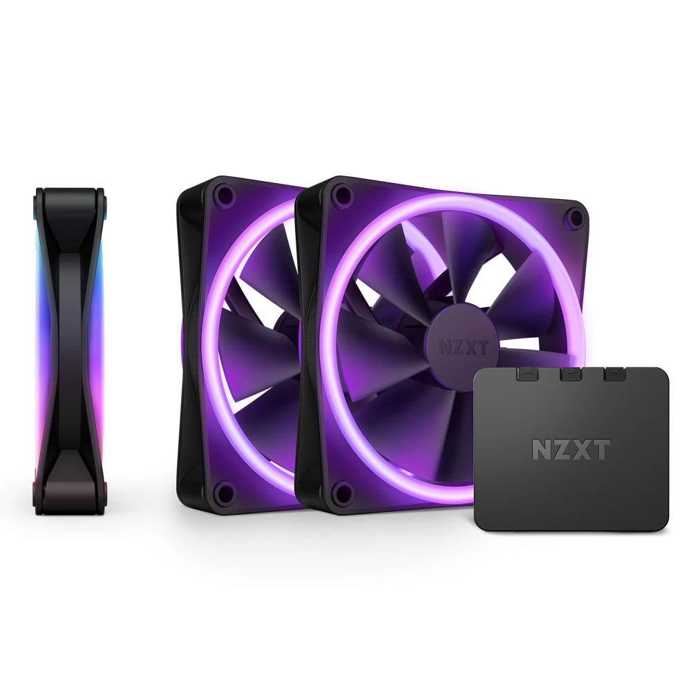 NZXT F120 RGB DUO fekete 3 darabos szett vezérlővel