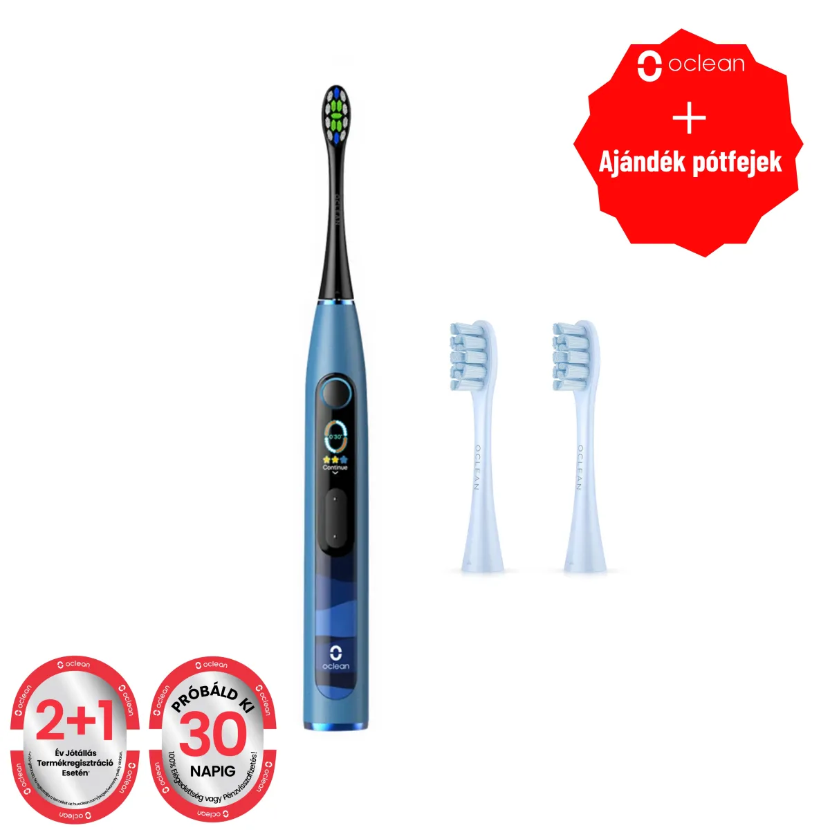 OCLEAN X10 Elektromos fogkefe kék + pótfej