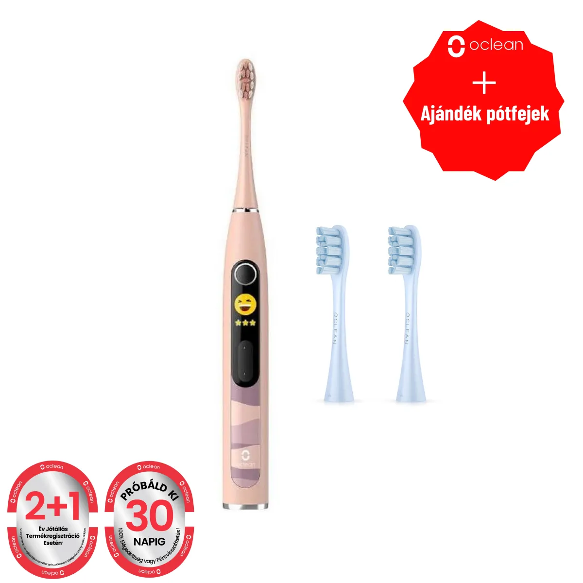 OCLEAN X10 Elektromos fogkefe rózsaszín + pótfej