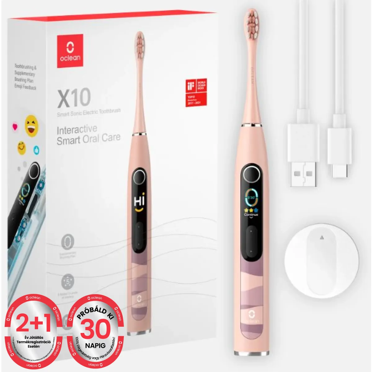 OCLEAN X10 Elektromos fogkefe rózsaszín