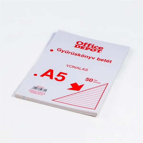 OFFICE DEPOT A5 50 lapos vonalas gyűrűskönyv betét