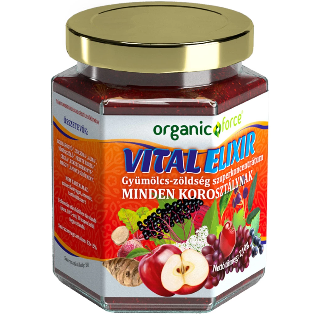 Organic force vital elixír gyümölcs-zöldség szuperkoncentrátum minden korosztálynak 210 g