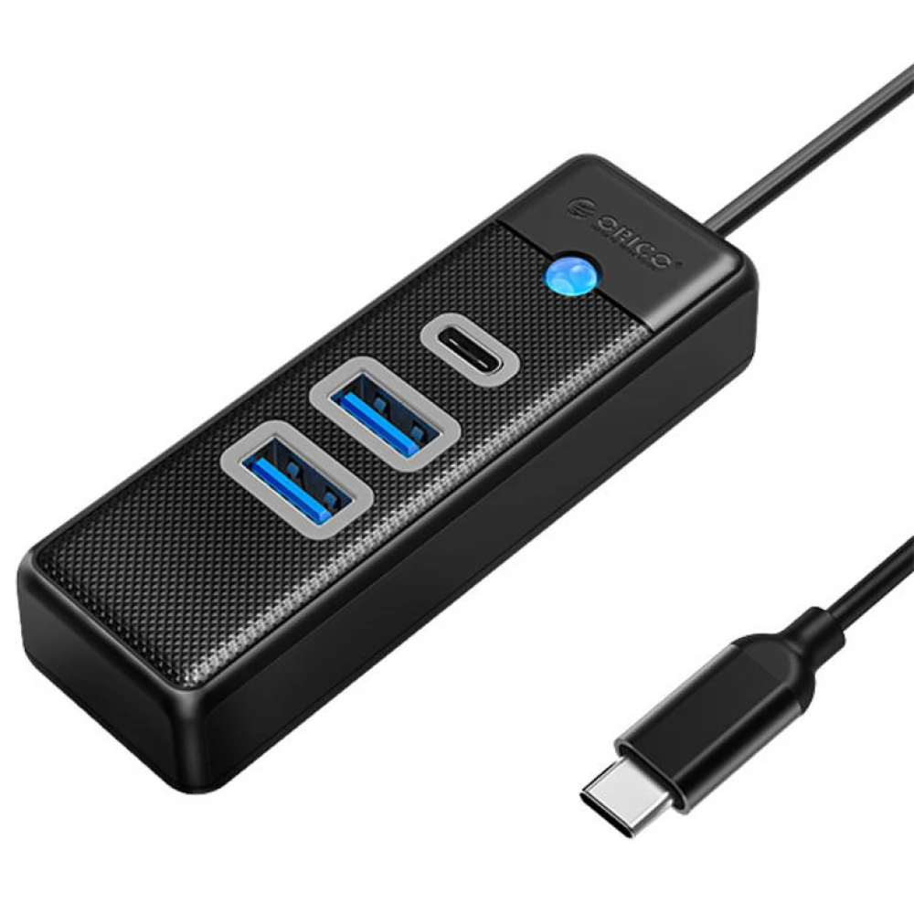 ORICO Hub Adapter USB-C to 2x USB 3.0 + USB-C - USB-C 5 Gbps 0.15m fekete