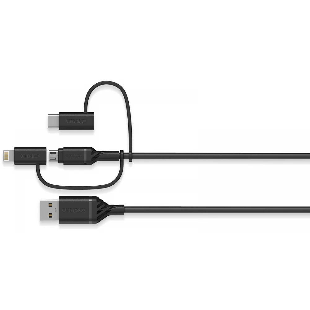 OTTERBOX USB Lightning + Micro USB + USB Type C Átalakító Fekete 1m 78-52685