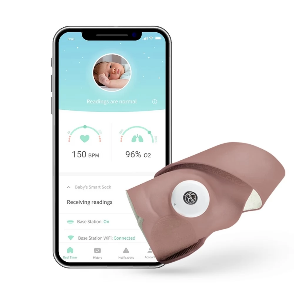 OWLET Smart Sock 3 Okos zokni 0-18 hó matt rózsaszín