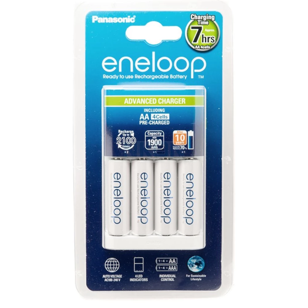 PANASONIC Eneloop 4xAA 1900mAh akku + 7 órás töltő
