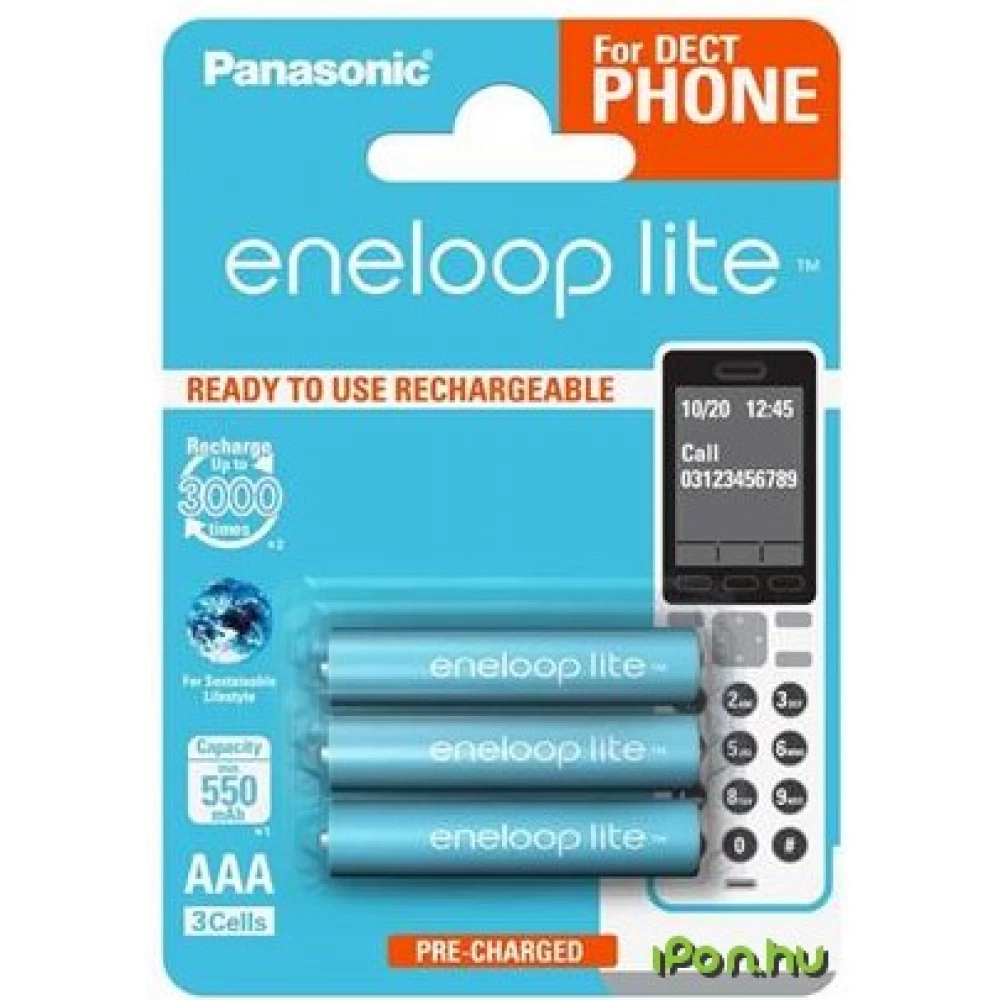 PANASONIC Eneloop Lite mikro ceruza akkumulátor (AAA) 550mAh 3db