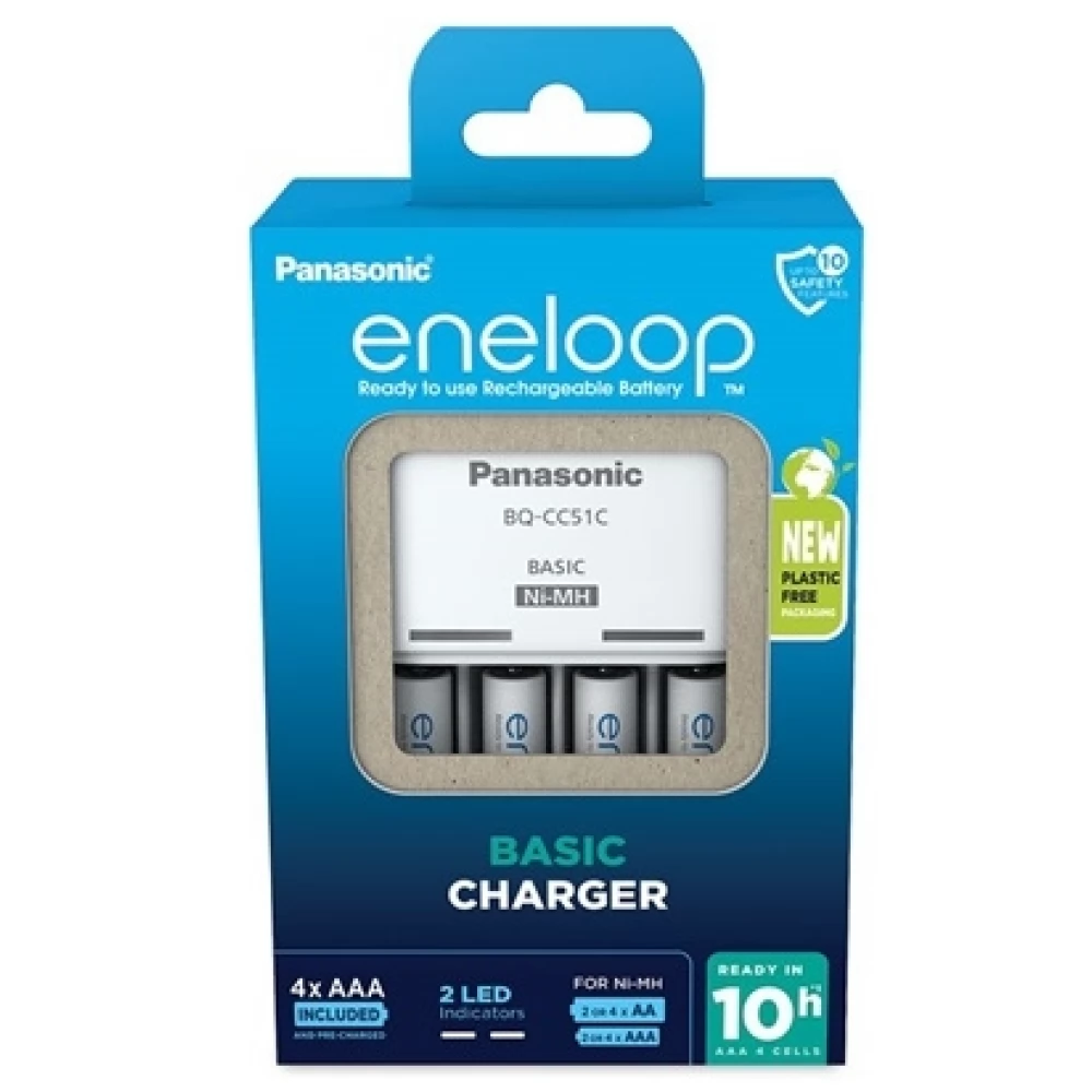 PANASONIC KKJ51MCC40E Eneloop Basic töltő + 800mAh mikro ceruza akkumulátor (AAA) 4db