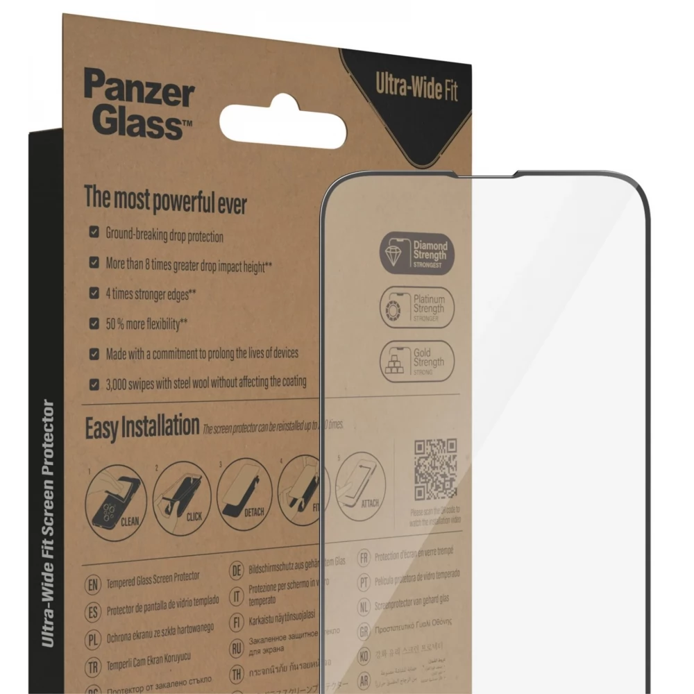 PANZERGLASS Screen Protector Ultra Wide Fit applikátorral iPhone 15 Plus