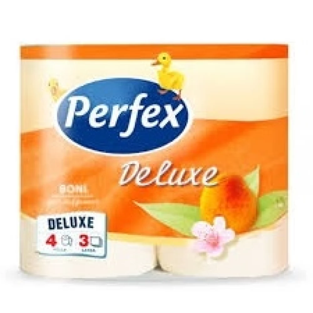 PERFEX Boni DeLuxe 3 rétegű barackos toalettpapír 150 lap 4tekercs/csomag