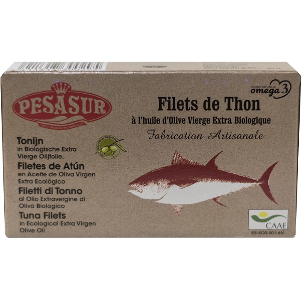 Pesasur Tonhal filé bio extraszűz oliva olajban dobozban 120 g