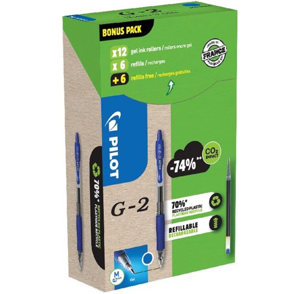 PILOT G2 Greenpack zseléstoll 0.7mm 12 db kék