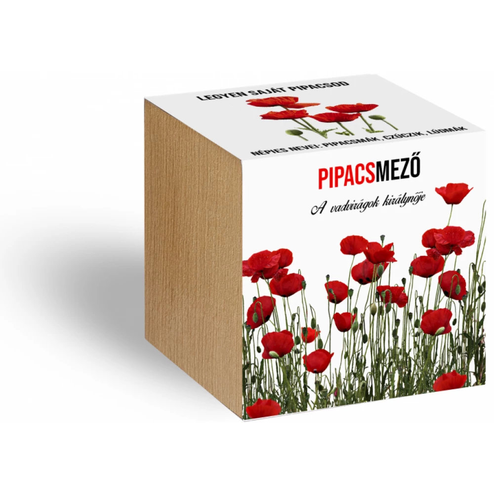 Pipacsmező növényem fa kockában
