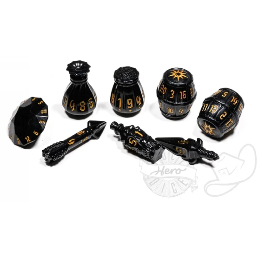 PolyHero Rogue 8 Dice Set Nightshade 8 darabos dobókocka szett fekete