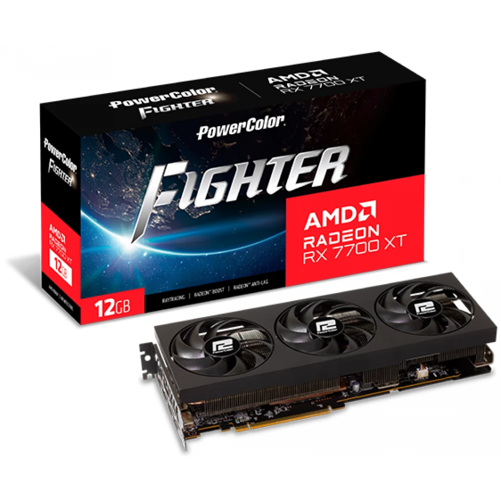 POWERCOLOR RX 7700 XT 12G-F/OC Radeon RX 7700 XT 12GB GDDR6 Fighter PCIE