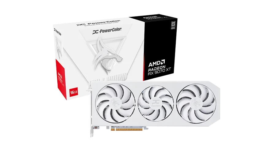 POWERCOLOR RX9070XT 16G-L/OC/WHITE Radeon RX 9070 XT 16GB GDDR6 Hellhound Spectral White PCIE