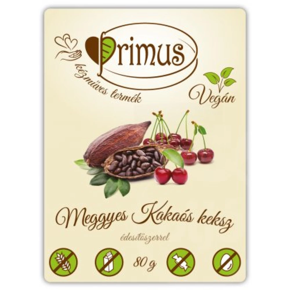 Primus vegán meggyes-kakaós keksz 80 g