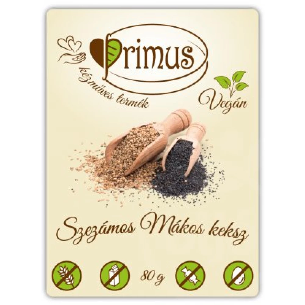 Primus vegán szezámos mákos keksz 80 g