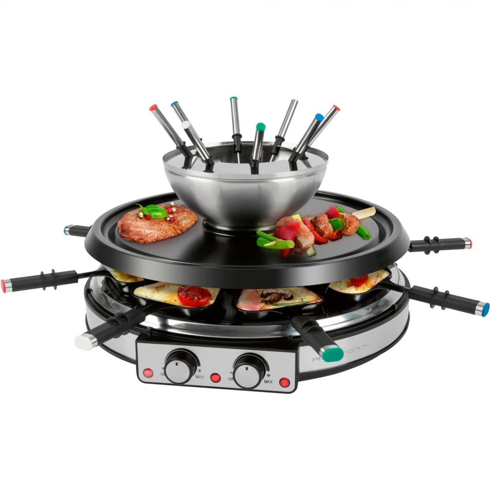 PROFICARE 501245 PC RG/FD 2 az 1-ben Raclette Grillsütő/Fondü készlet