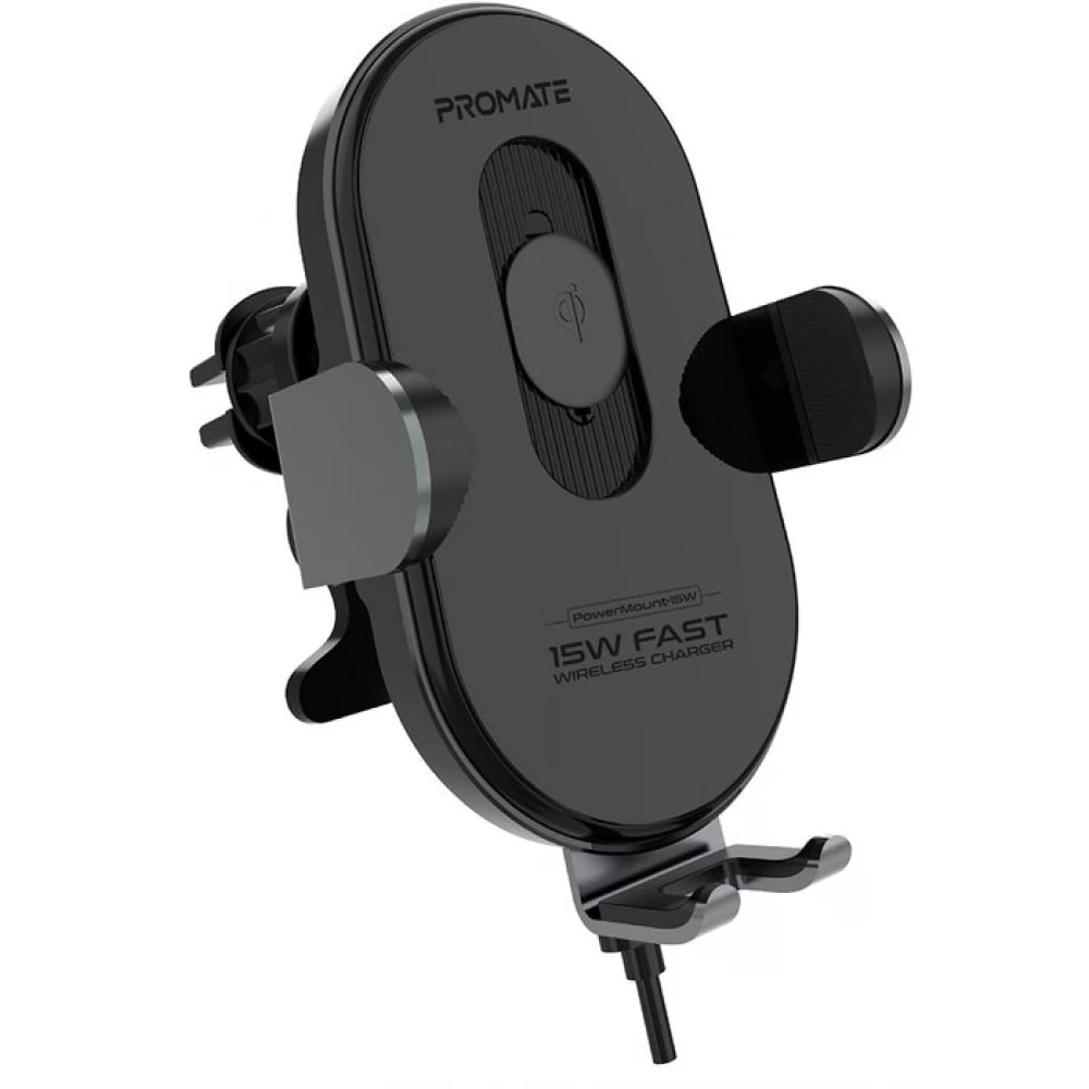 PROMATE Powermount15 Autós tartó-Smart Senzor vezeték nélküli töltő 15W fekete