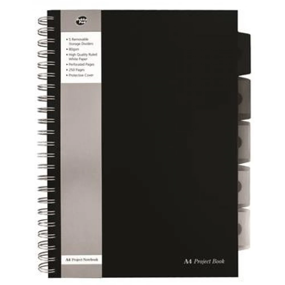PUKKA PAD Black project book Spirálfüzet A4 vonalas 125 lap