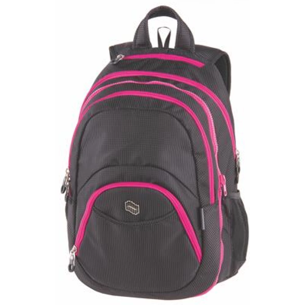 PULSE Teens pink-fekete hátizsák notebook tartóval és audió csatlakozóval