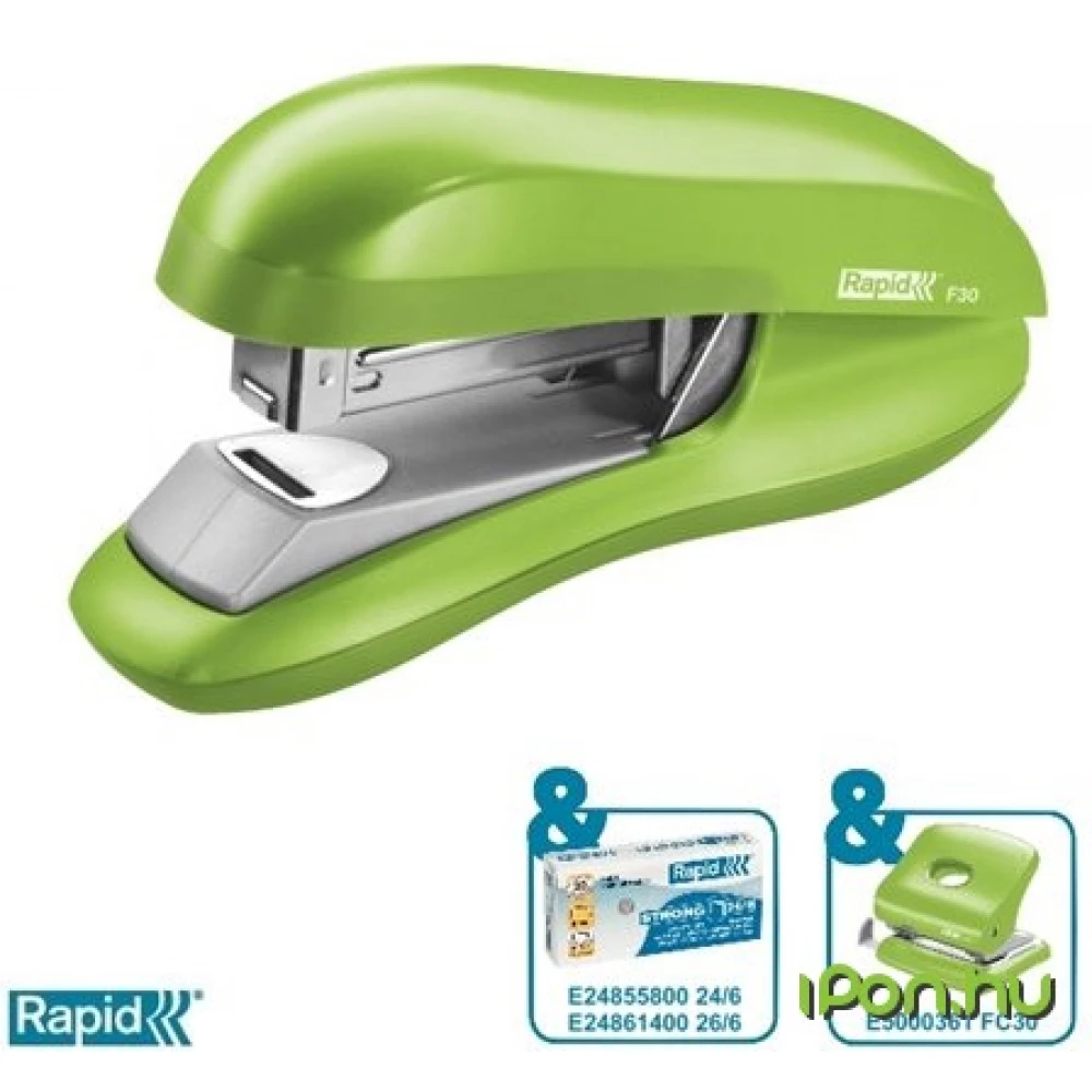 RAPID Tűzőgép 24/6 26/6 30 lap lapos tűzés F30 élénk zöld