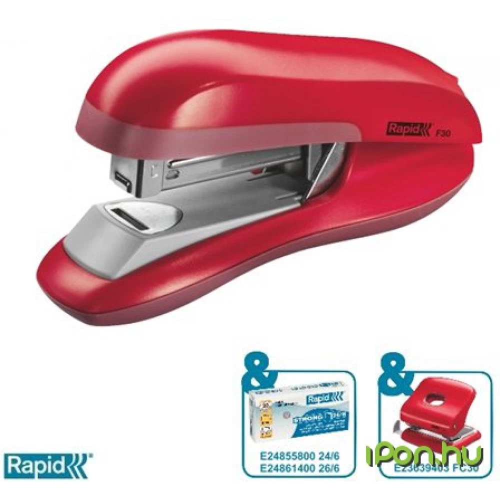 RAPID Tűzőgép 24/6 26/6 30 lap lapos tűzés F30 meggyvörös
