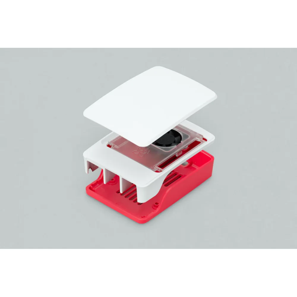RASPBERRY PI 4 fehér-piros ház ventilátorral