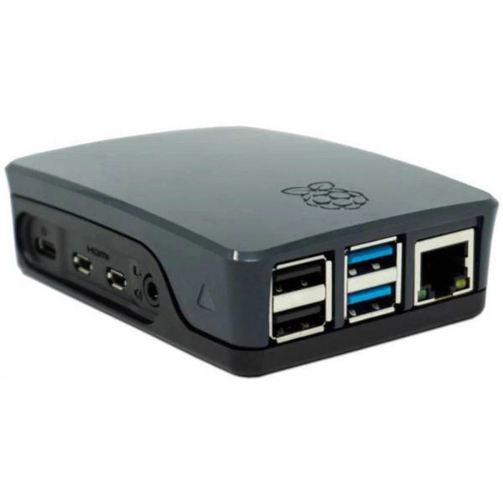 RASPBERRY PI 4B fekete ház málna logóval